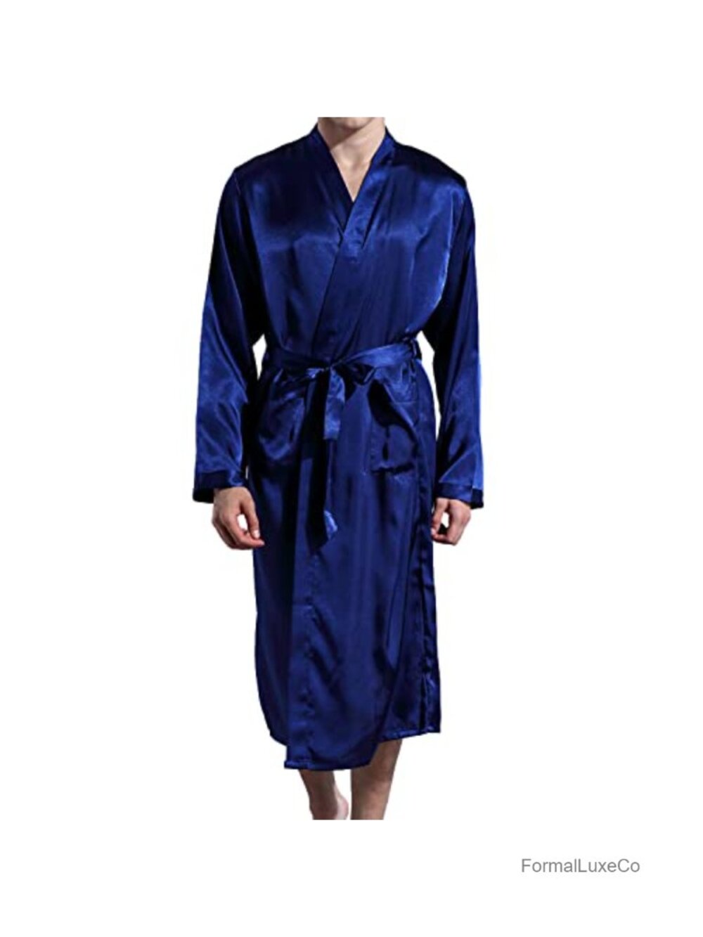 Men's Satin Kimono Robe Long Sleeve Loungewear Spa Bathrobe